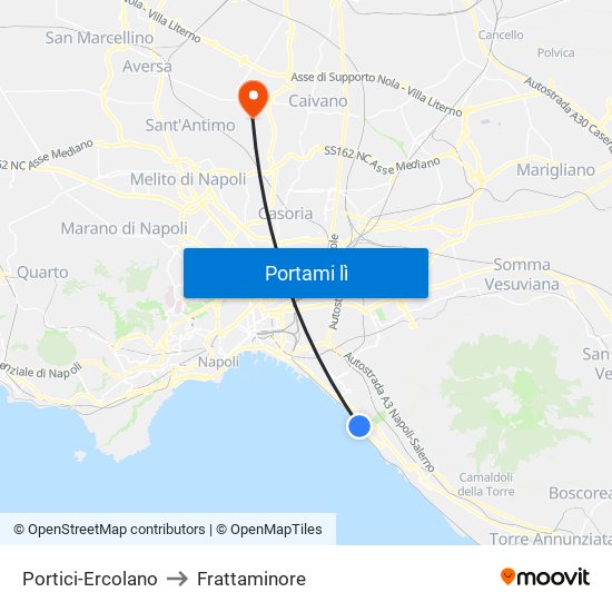 Portici-Ercolano to Frattaminore map