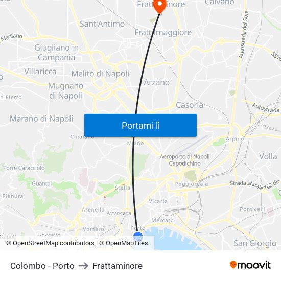 Colombo - Porto to Frattaminore map