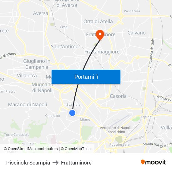 Piscinola-Scampia to Frattaminore map