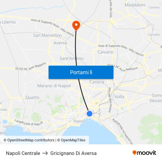 Napoli Centrale to Gricignano Di Aversa map