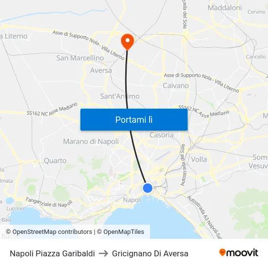 Napoli Piazza Garibaldi to Gricignano Di Aversa map