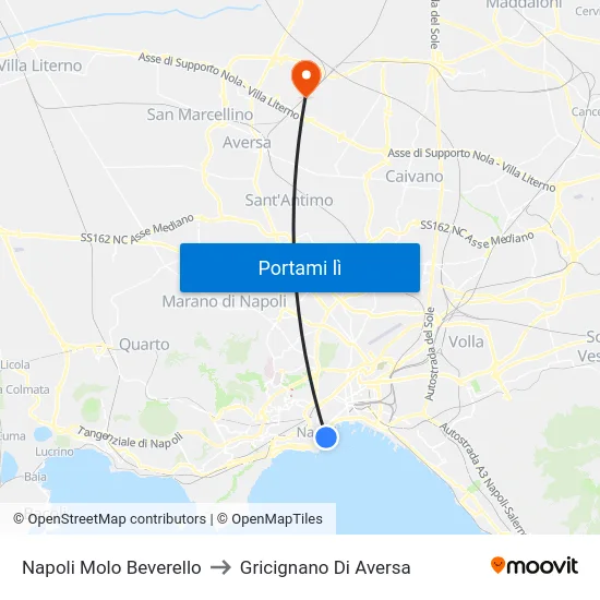 Napoli Molo Beverello to Gricignano Di Aversa map