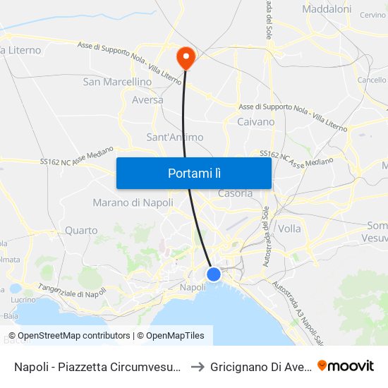 Napoli - Piazzetta Circumvesuviana to Gricignano Di Aversa map