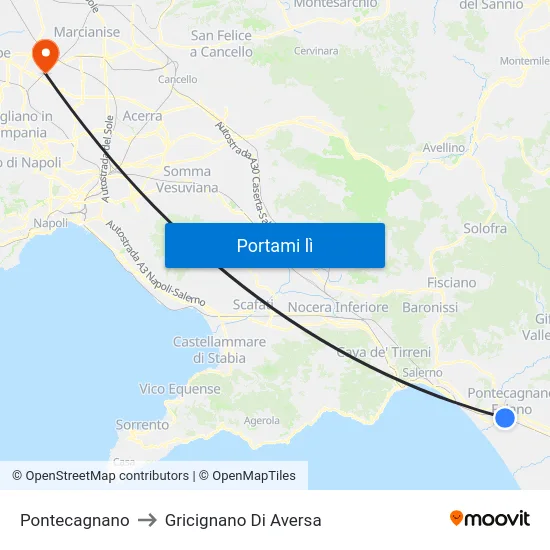 Pontecagnano to Gricignano Di Aversa map