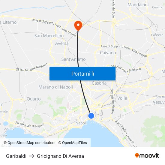 Garibaldi to Gricignano Di Aversa map