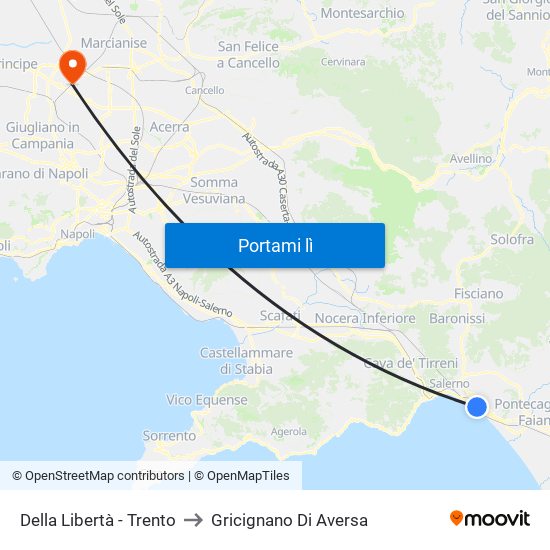 Della Libertà - Trento to Gricignano Di Aversa map