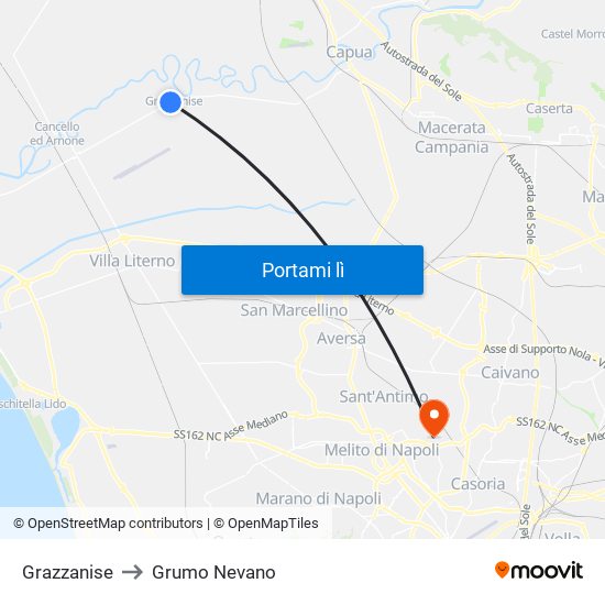 Grazzanise to Grumo Nevano map