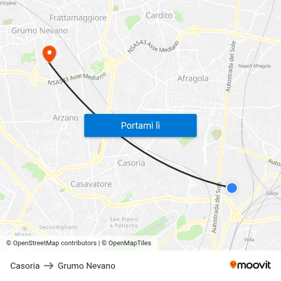 Casoria to Grumo Nevano map