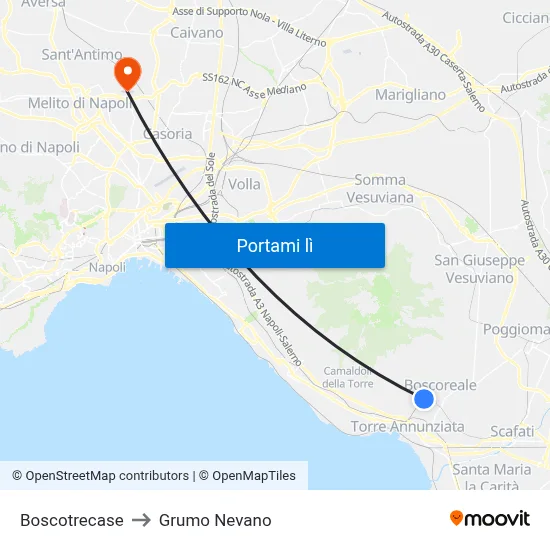 Boscotrecase to Grumo Nevano map