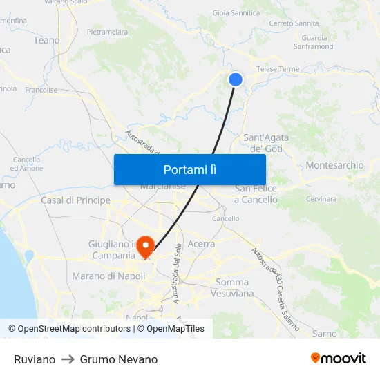 Ruviano to Grumo Nevano map