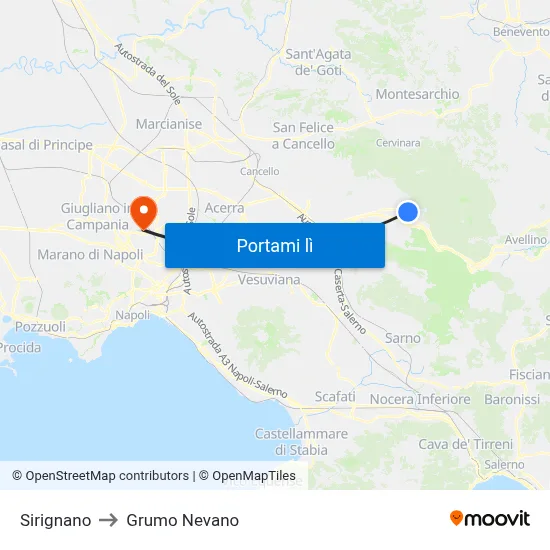 Sirignano to Grumo Nevano map