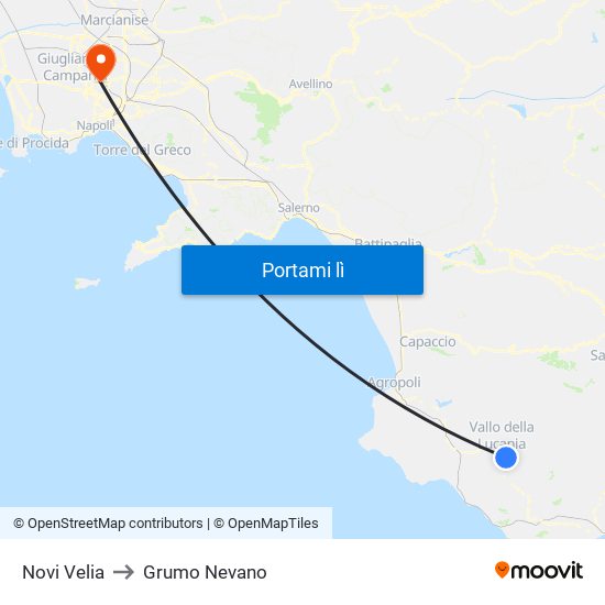 Novi Velia to Grumo Nevano map