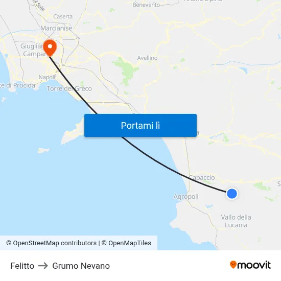 Felitto to Grumo Nevano map