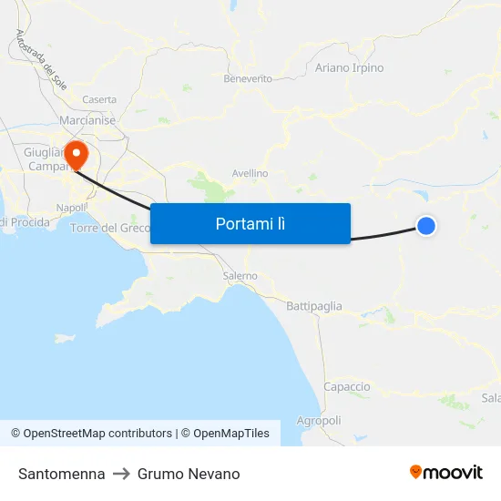 Santomenna to Grumo Nevano map