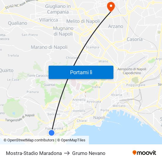 Mostra-Stadio Maradona to Grumo Nevano map