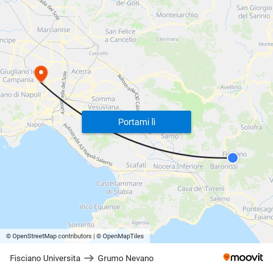 Fisciano Universita to Grumo Nevano map