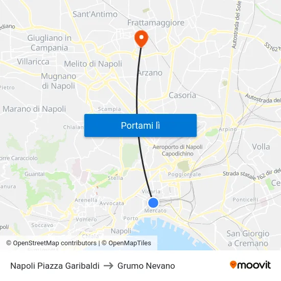 Napoli Piazza Garibaldi to Grumo Nevano map