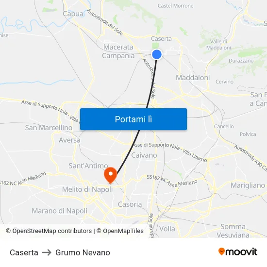 Caserta to Grumo Nevano map