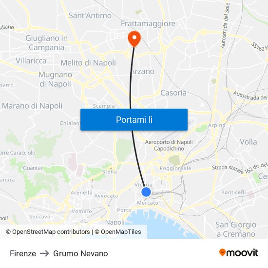 Firenze to Grumo Nevano map