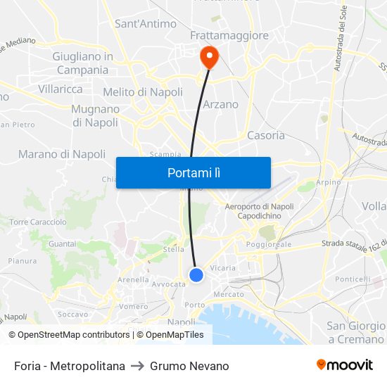 Foria - Metropolitana to Grumo Nevano map