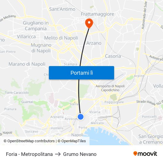 Foria - Metropolitana to Grumo Nevano map