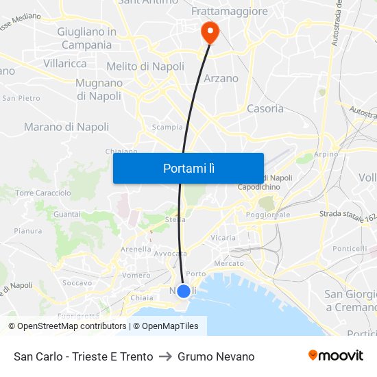 San Carlo - Trieste E Trento to Grumo Nevano map