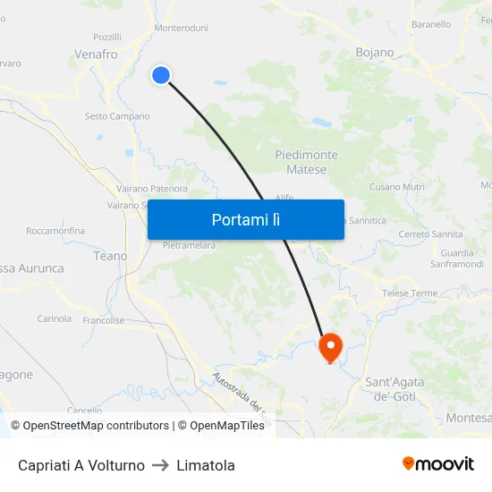 Capriati A Volturno to Limatola map