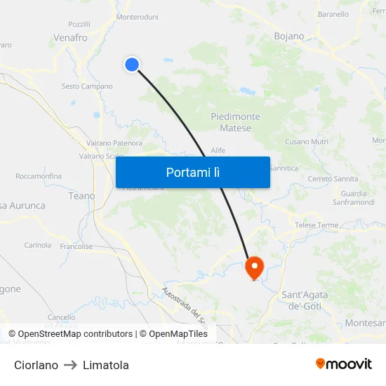 Ciorlano to Limatola map