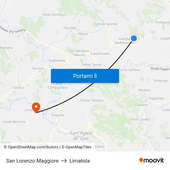 San Lorenzo Maggiore to Limatola map