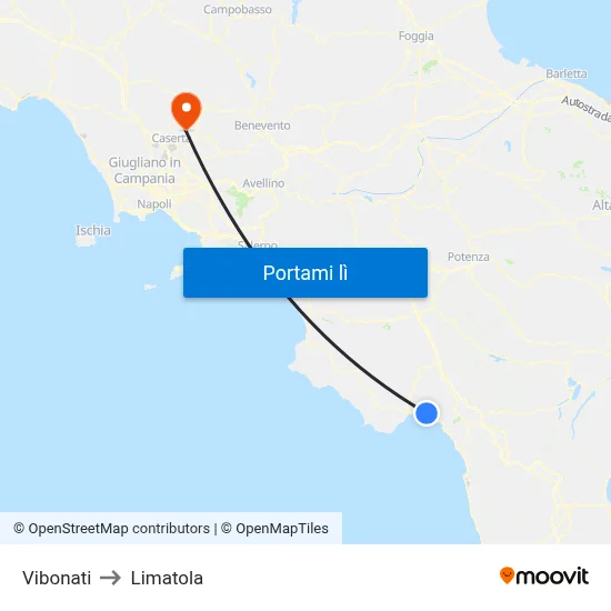 Vibonati to Limatola map