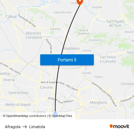 Afragola to Limatola map