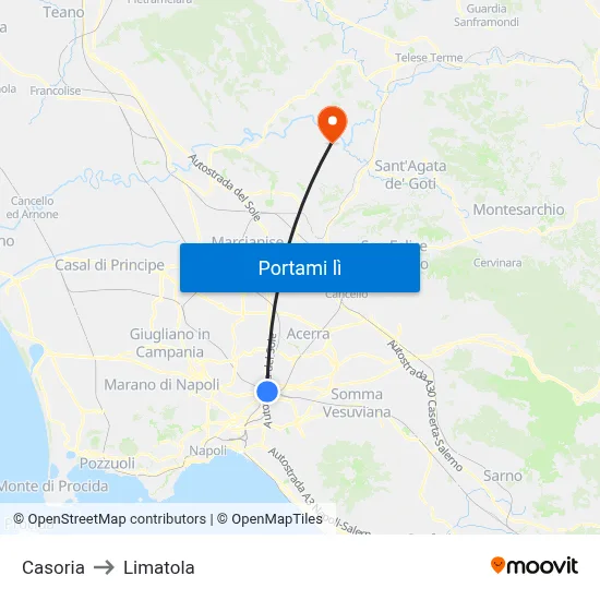 Casoria to Limatola map