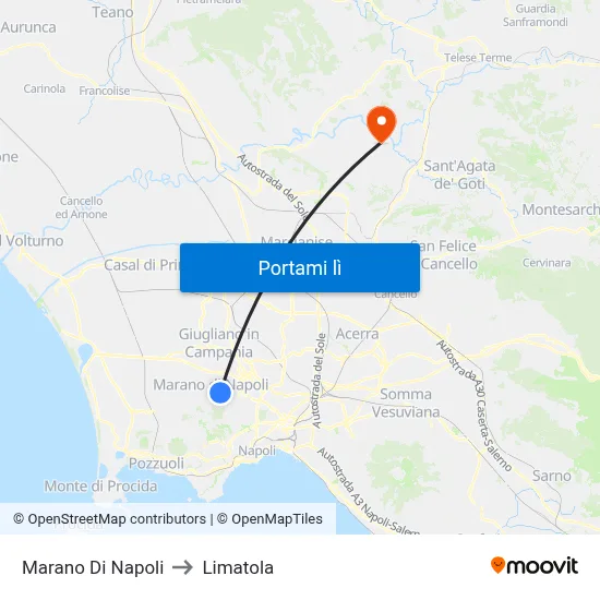 Marano Di Napoli to Limatola map