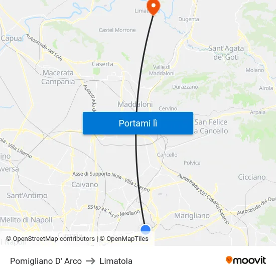 Pomigliano D' Arco to Limatola map