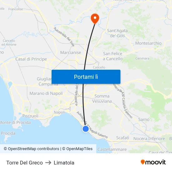 Torre Del Greco to Limatola map