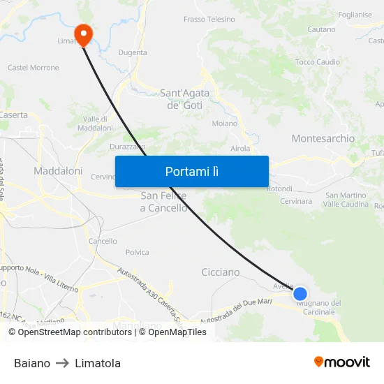 Baiano to Limatola map