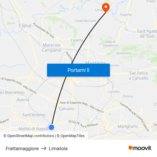 Frattamaggiore to Limatola map
