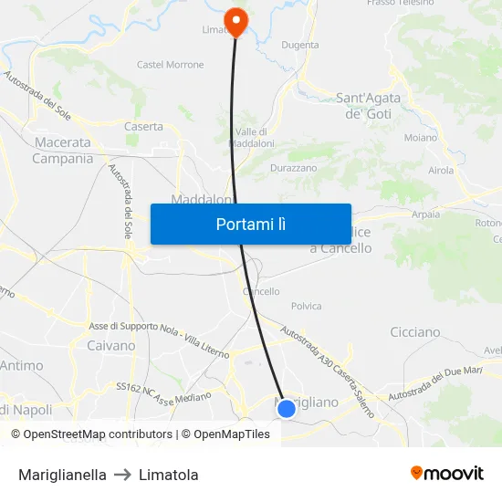 Mariglianella to Limatola map