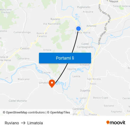 Ruviano to Limatola map