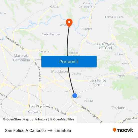San Felice A Cancello to Limatola map