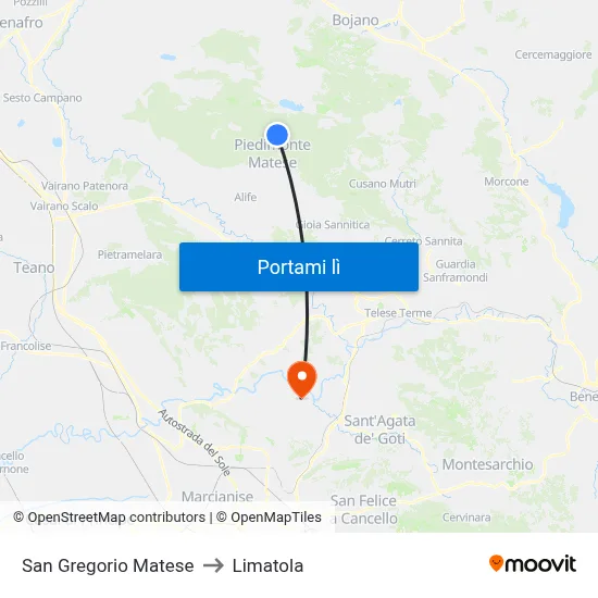 San Gregorio Matese to Limatola map