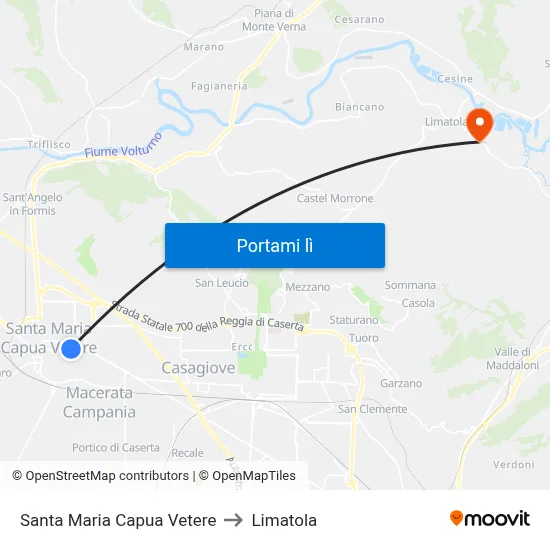 Santa Maria Capua Vetere to Limatola map
