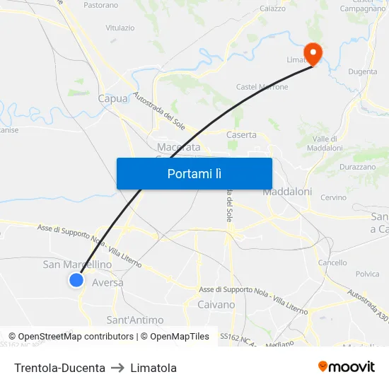 Trentola-Ducenta to Limatola map
