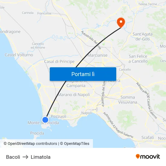 Bacoli to Limatola map