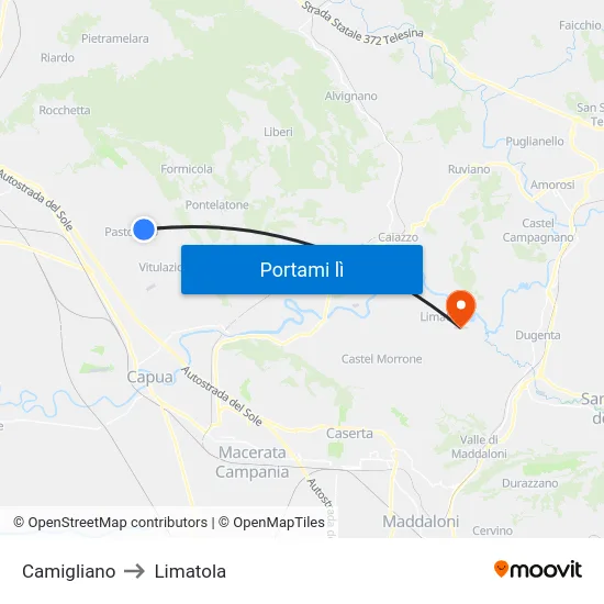 Camigliano to Limatola map