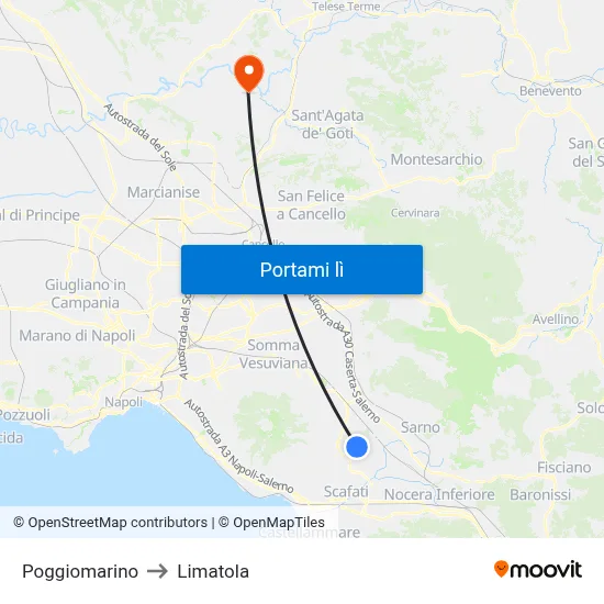 Poggiomarino to Limatola map