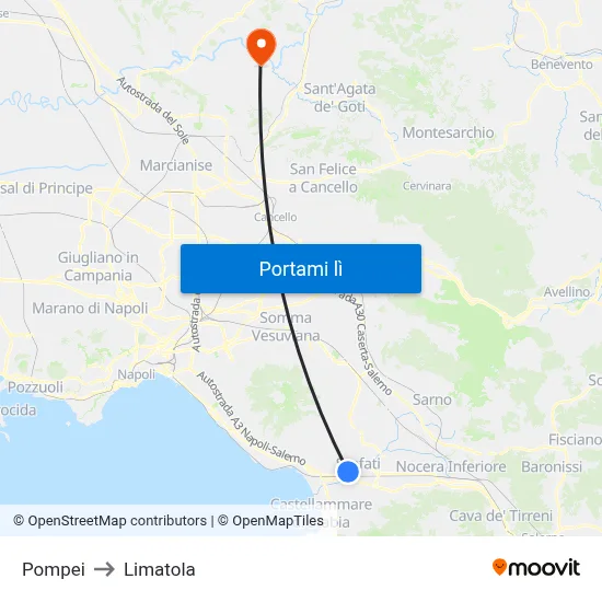 Pompei to Limatola map