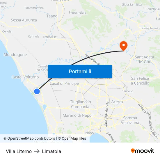 Villa Literno to Limatola map