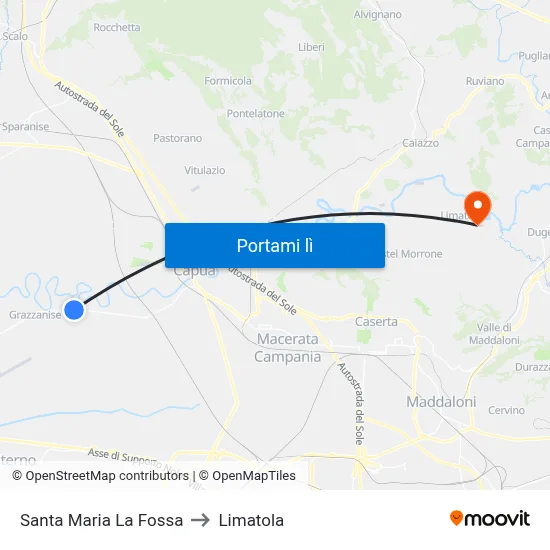 Santa Maria La Fossa to Limatola map