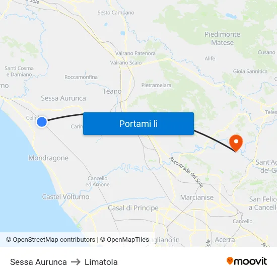 Sessa Aurunca to Limatola map